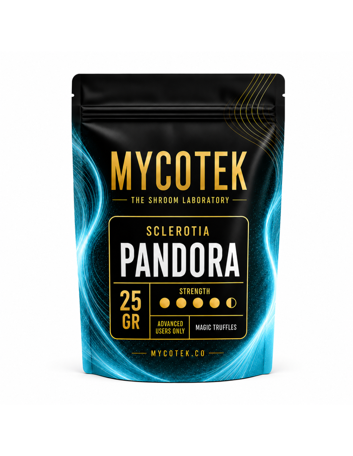 Magische Trüffel Psilocybe Pandora – Mycotek – Beutel mit 25 g, Vorderseite