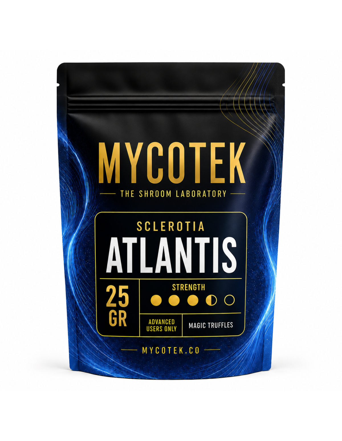 Magische Trüffel Psilocybe Atlantis – Mycotek – Beutel mit 25 g, Vorderseite