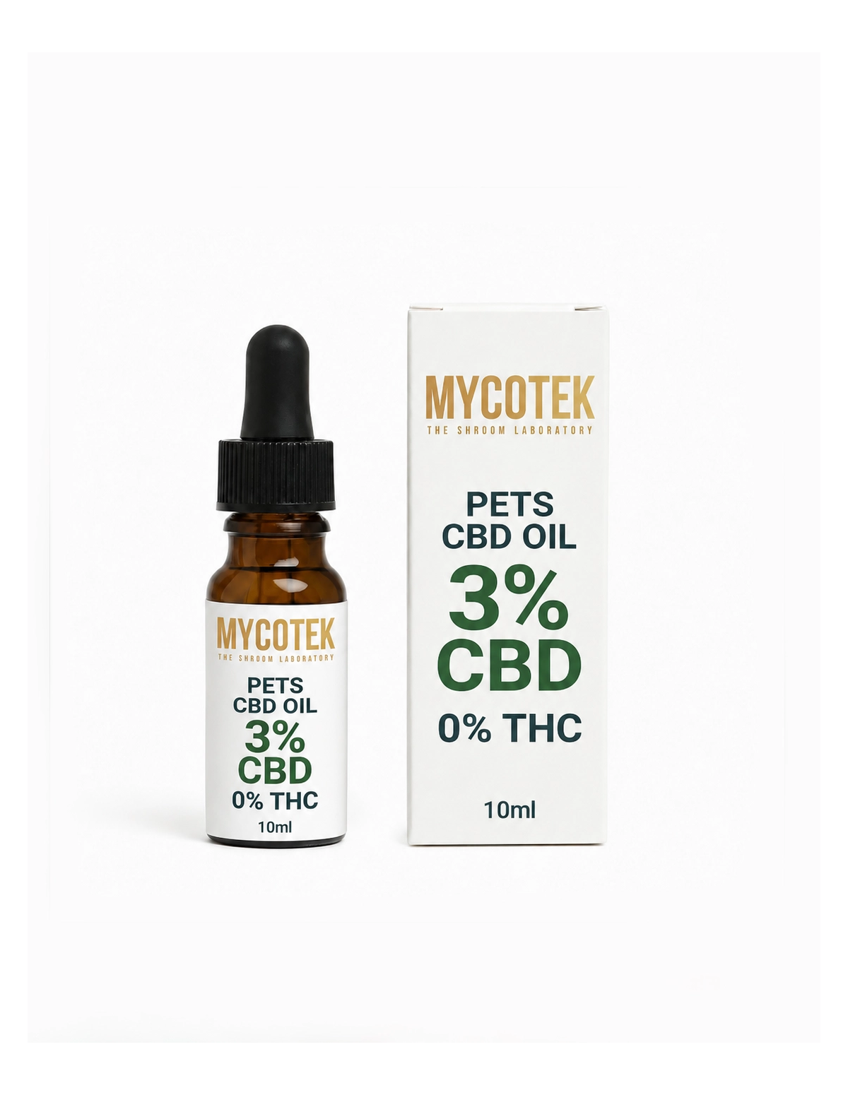 CBD-Öl 3 % – Mycotek, 10 ml – Flasche und Schachtel