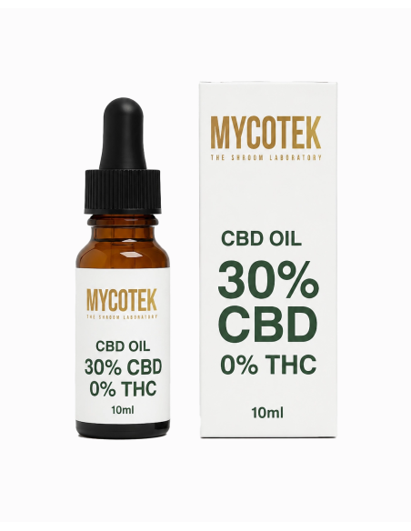 CBD-Öl 30 % – Mycotek, 10 ml – Flasche und Schachtel
