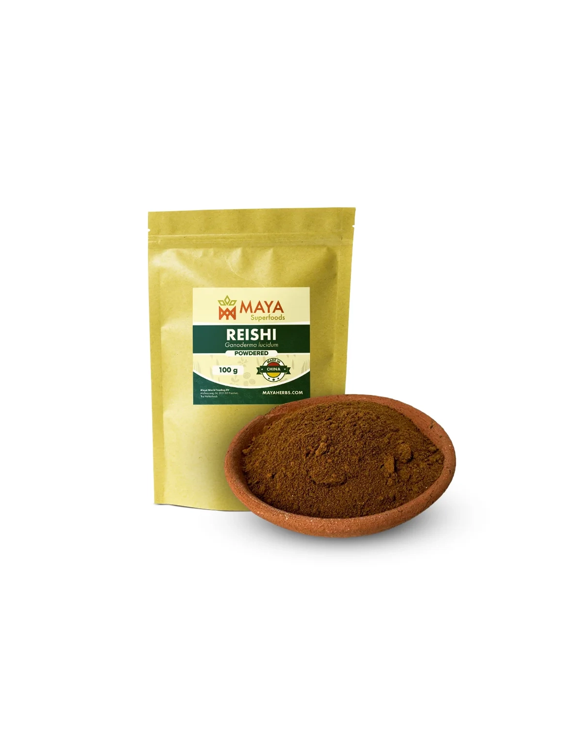 Reishi-Pulver (Ganoderma lucidum) – Ling Zhi aus China, 100 g – Beutel und Pulver