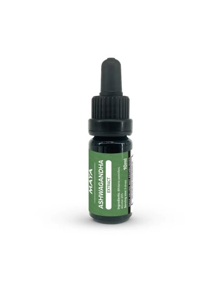 Ashwagandha-Extrakt (Withania somnifera), 10 ml – Maya – Pipettenflasche mit Etikett