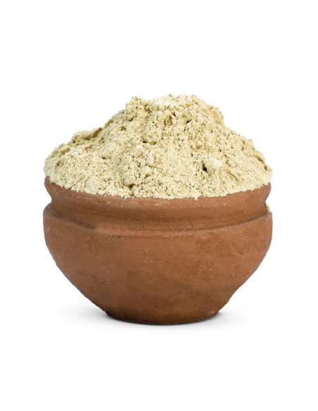 Maca – Lepidium meyenii – Wurzelpulver in der Nahaufnahme