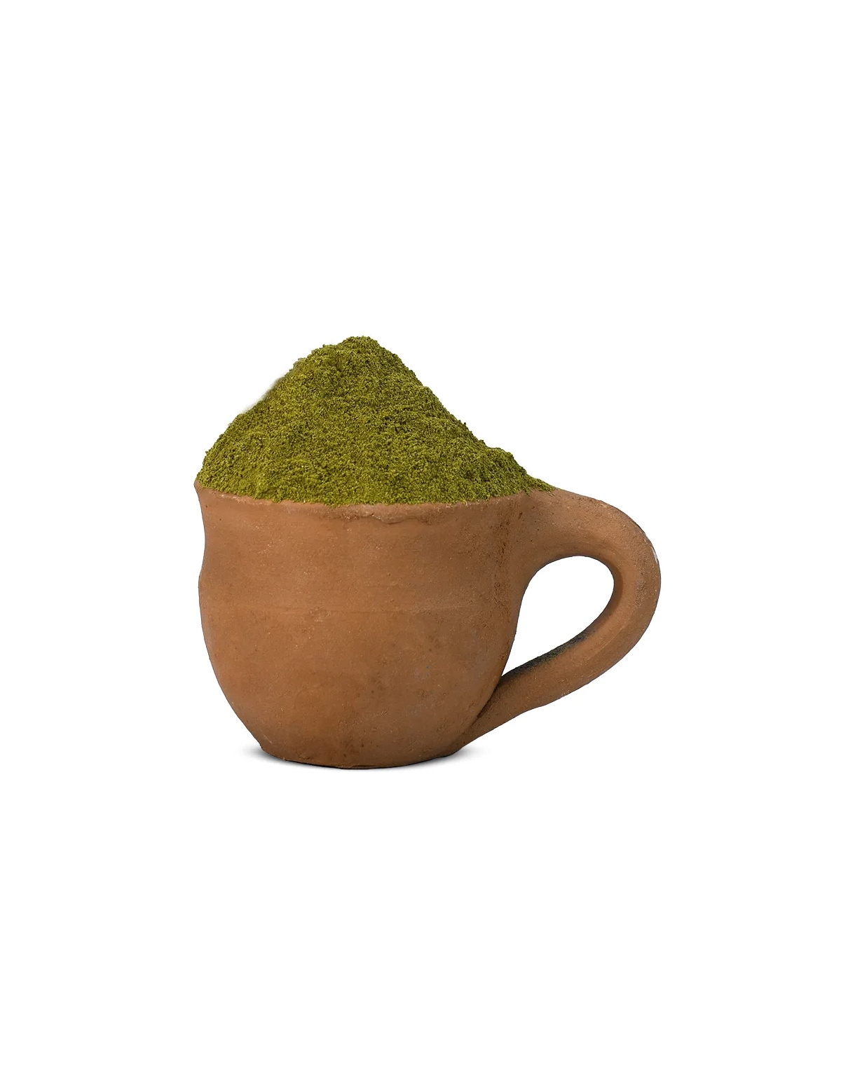 Ginkgo (Ginkgo biloba) – Blattpulver in einer Tontasse
