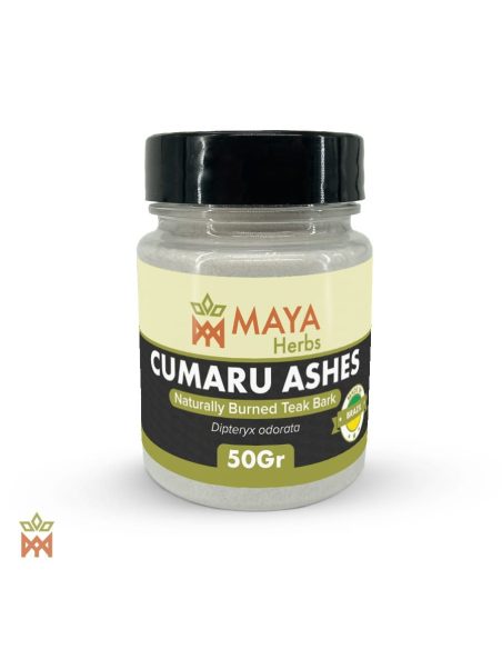 Brasilianischer Cumaru – Gemahlene Rindenasche, Dipteryx odorata – etikettierte Dose, Vorderansicht