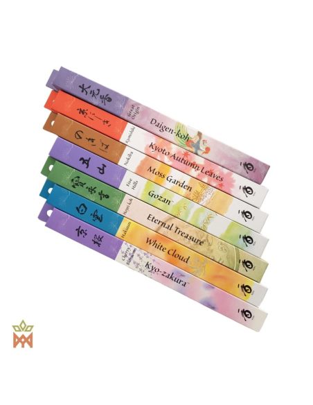 Shoyeido Daily Incense – Sieben japanische Duftvarianten – Schachteln mehrerer Düfte nebeneinander
