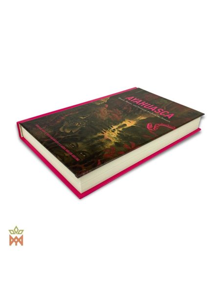 Ayahuasca in amazonischer Kultur und Kunst – Hardcover, 310 Seiten – Buch schräg von oben, gemalter Regenwald-Umschlag