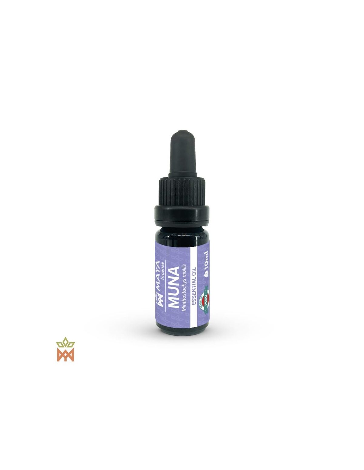 Peruanische Muña – ätherisches Öl, Minthostachys mollis – Pipettenflasche von Maya Incense mit Hinweis Made in Peru