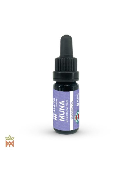 Peruanische Muña – ätherisches Öl, Minthostachys mollis – Pipettenflasche von Maya Incense mit Hinweis Made in Peru