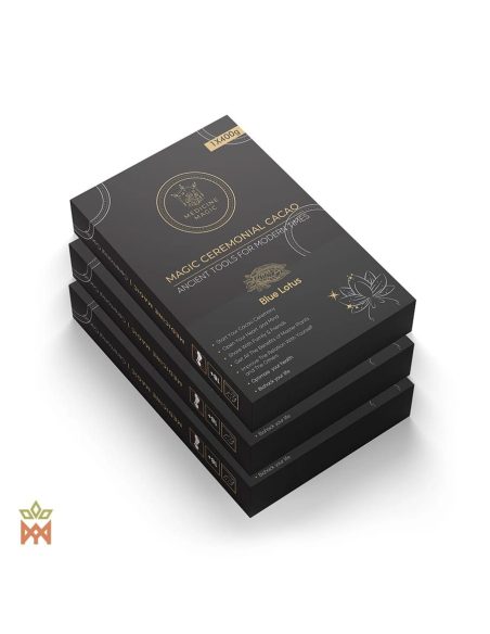 Zeremonieller Kakao aus Kolumbien mit Blauem Lotus – Medicine Magic – drei gestapelte Schachteln