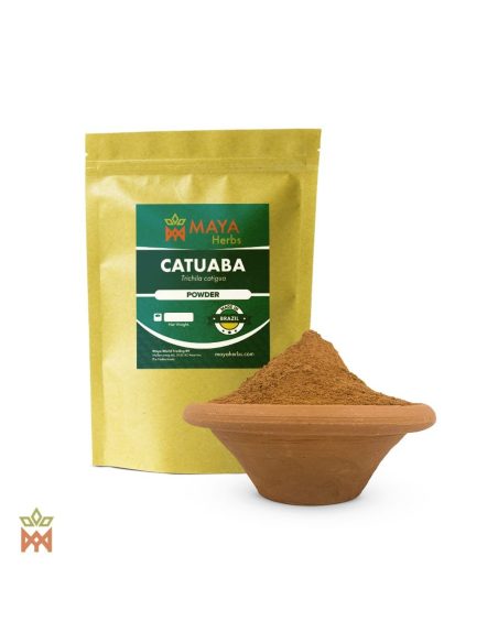 Brasilianische Catuaba – Gemahlene Rinde, Trichilia catigua – Beutel und Schale mit Pulver