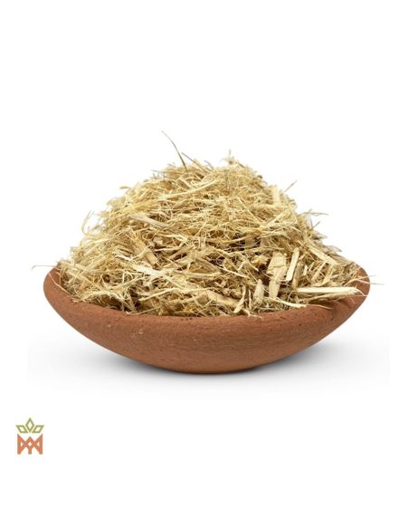 Ajo Sacha aus Peru (Mansoa alliacea) – geschredderte Holzfasern in einer Tonschale