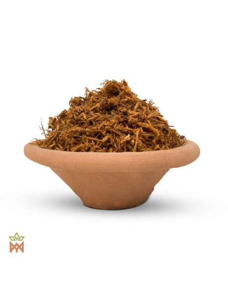 Murure aus Peru – Geschredderte Rinde, Brosimum acutifolium – Rindenfasern in einer Terrakottaschale