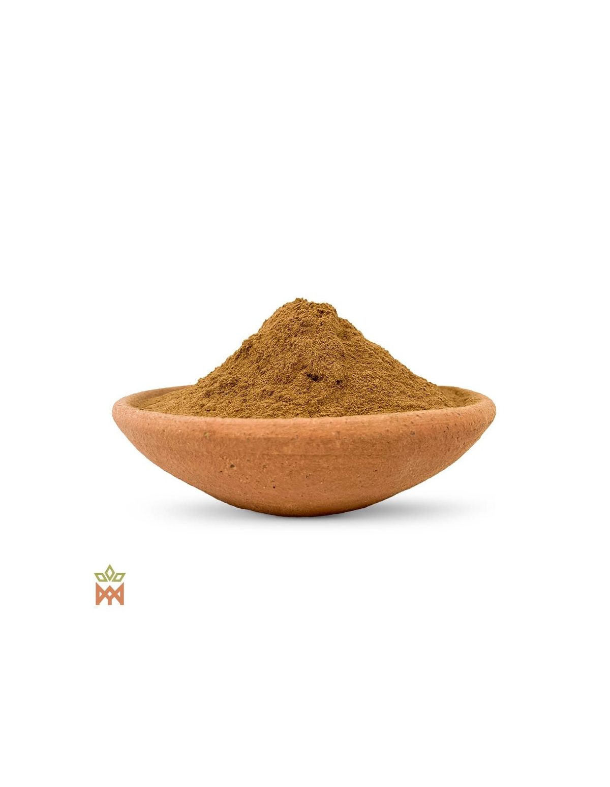 Peruanische Embauba – Blattpulver, Cecropia palmata – feines Pulver in einer Terrakottaschale