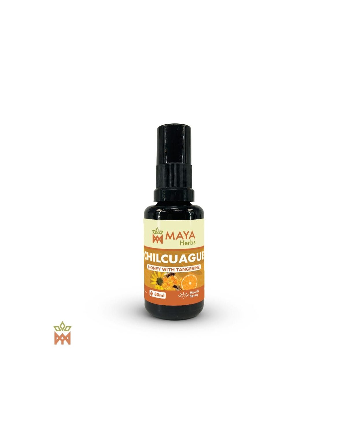 Chilcuague mit Honig und Mandarine – 30-ml-Spray, Heliopsis longipes – Flasche mit Maya-Herbs-Etikett
