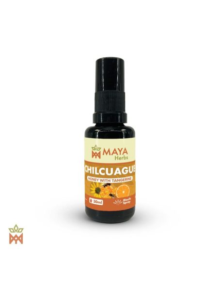Chilcuague mit Honig und Mandarine – 30-ml-Spray, Heliopsis longipes – Flasche mit Maya-Herbs-Etikett