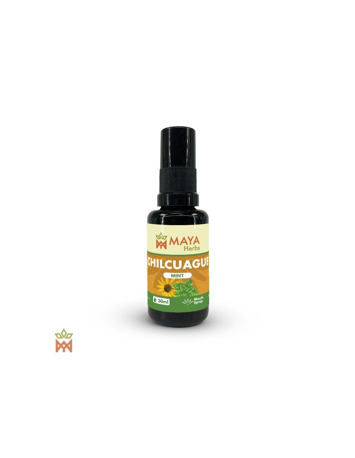 Mexikanischer Chilcuague mit Minze – 30-ml-Spray, Heliopsis longipes – Flasche mit grünem Maya-Herbs-Etikett