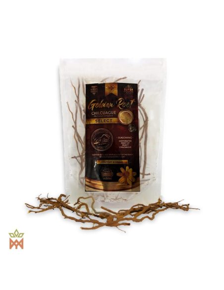 Mexikanischer Chilcuague – Ganze Trockenwurzel, Heliopsis longipes – 8-g-Beutel mit Golden-Root-Etikett und Wurzeln
