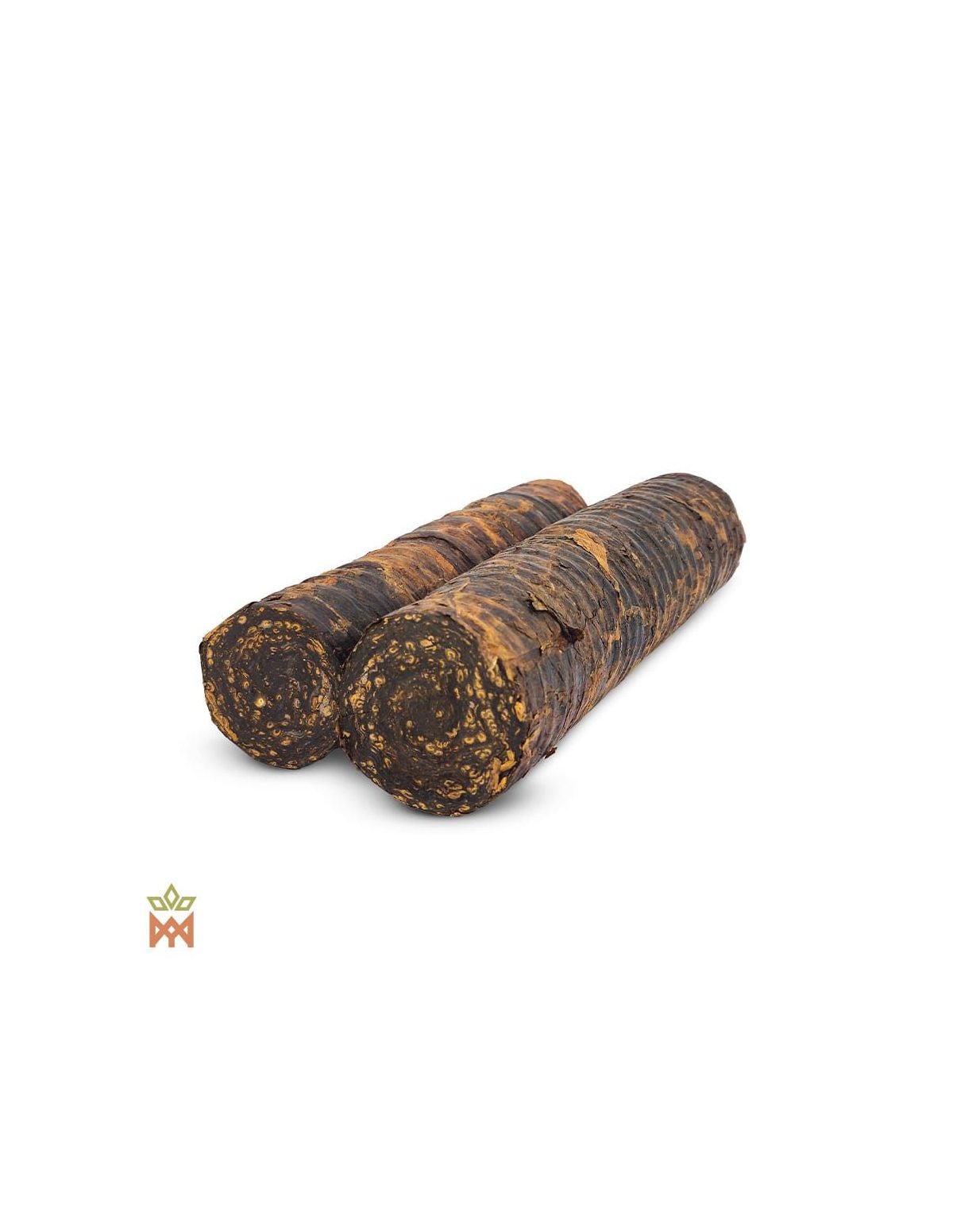 Mói-Mapacho aus Brasilien – Gerolltes Blattbündel, Nicotiana rustica – zwei Rollen, Schrägansicht