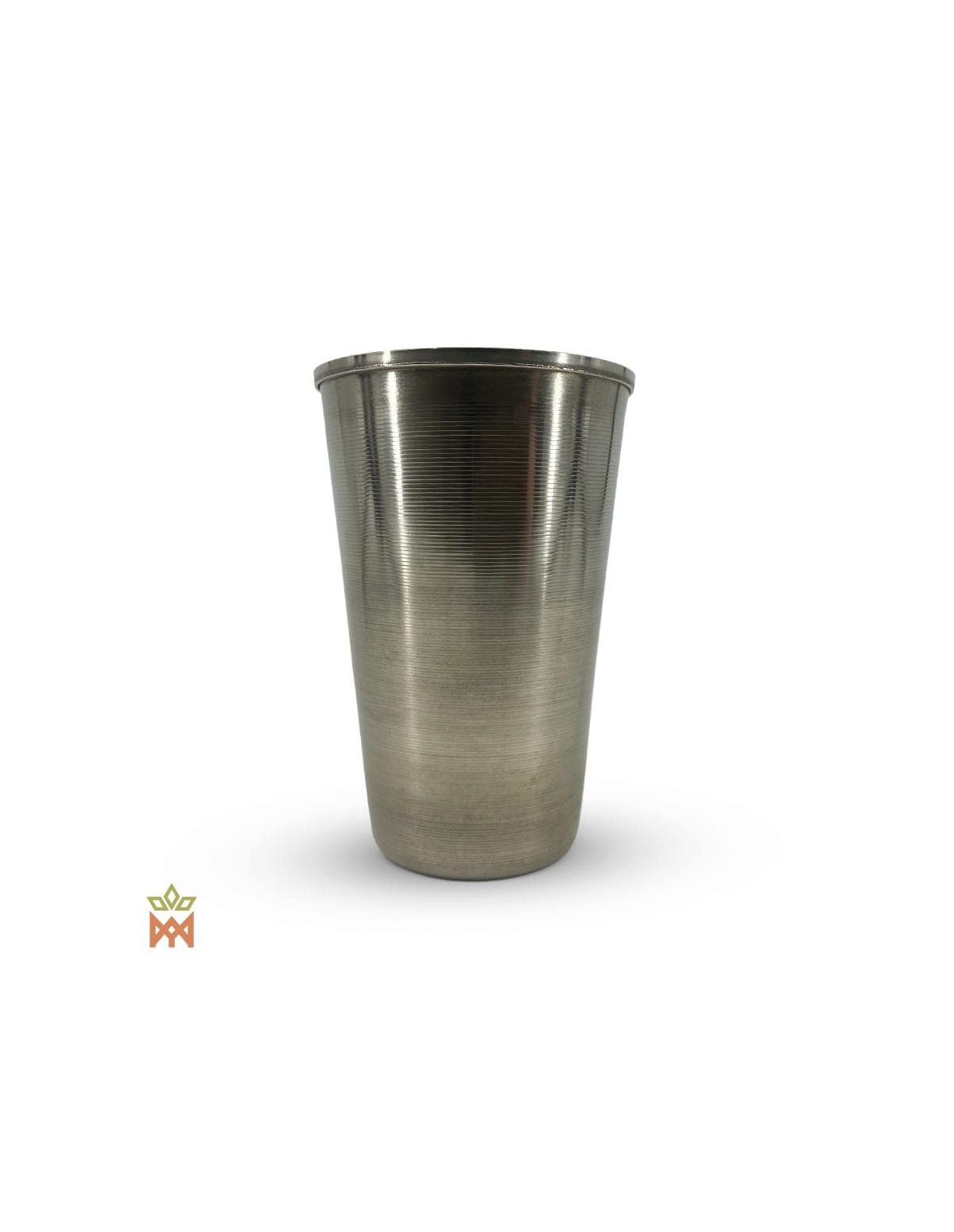 Mate-Becher aus Paraguay – konischer Metallbecher mit gebürsteter Oberfläche, Seitenansicht