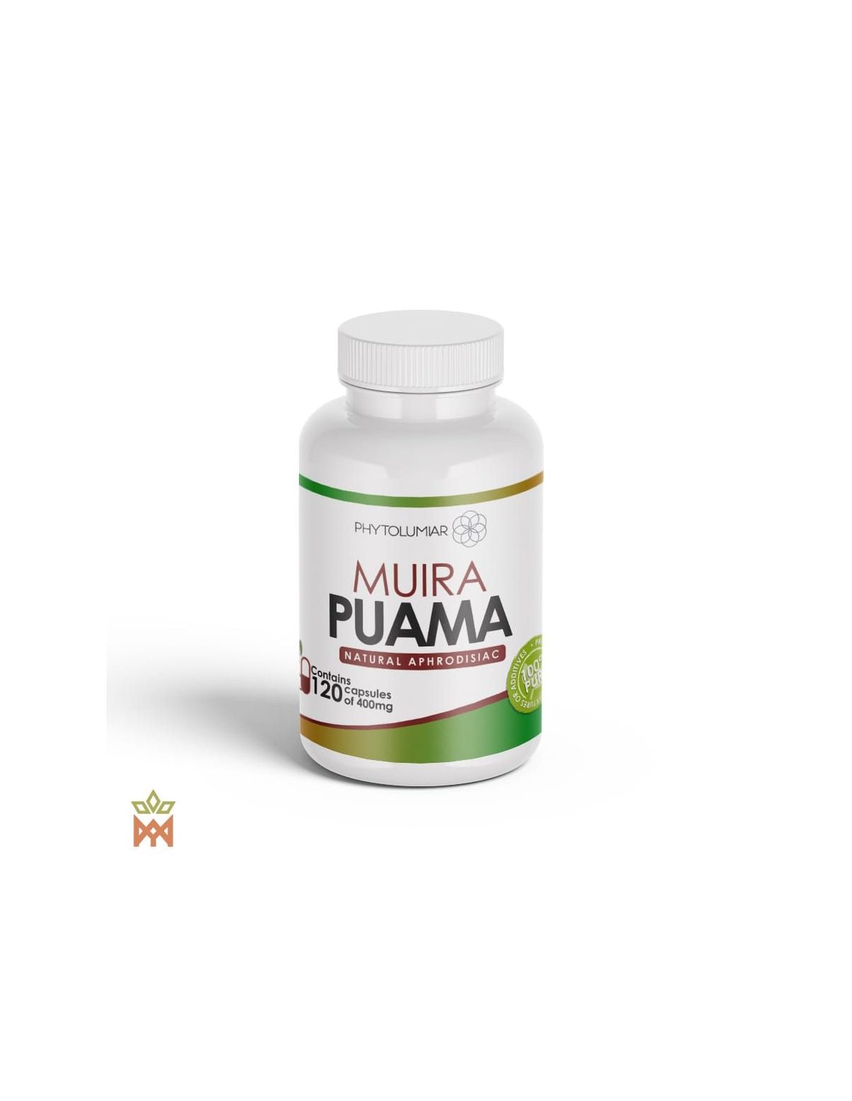 Muira-Puama-Kapseln aus Brasilien (Ptychopetalum olacoides) – Dose von Phytolumiar, Frontetikett