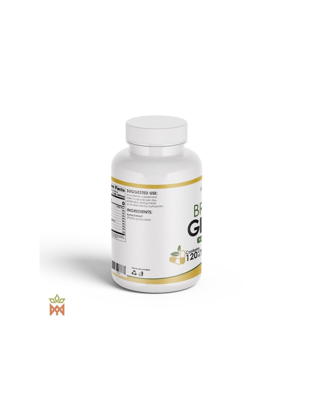 Suma-Kapseln aus Brasilien – Dose von Phytolumiar, Rückseite mit Zutatenliste