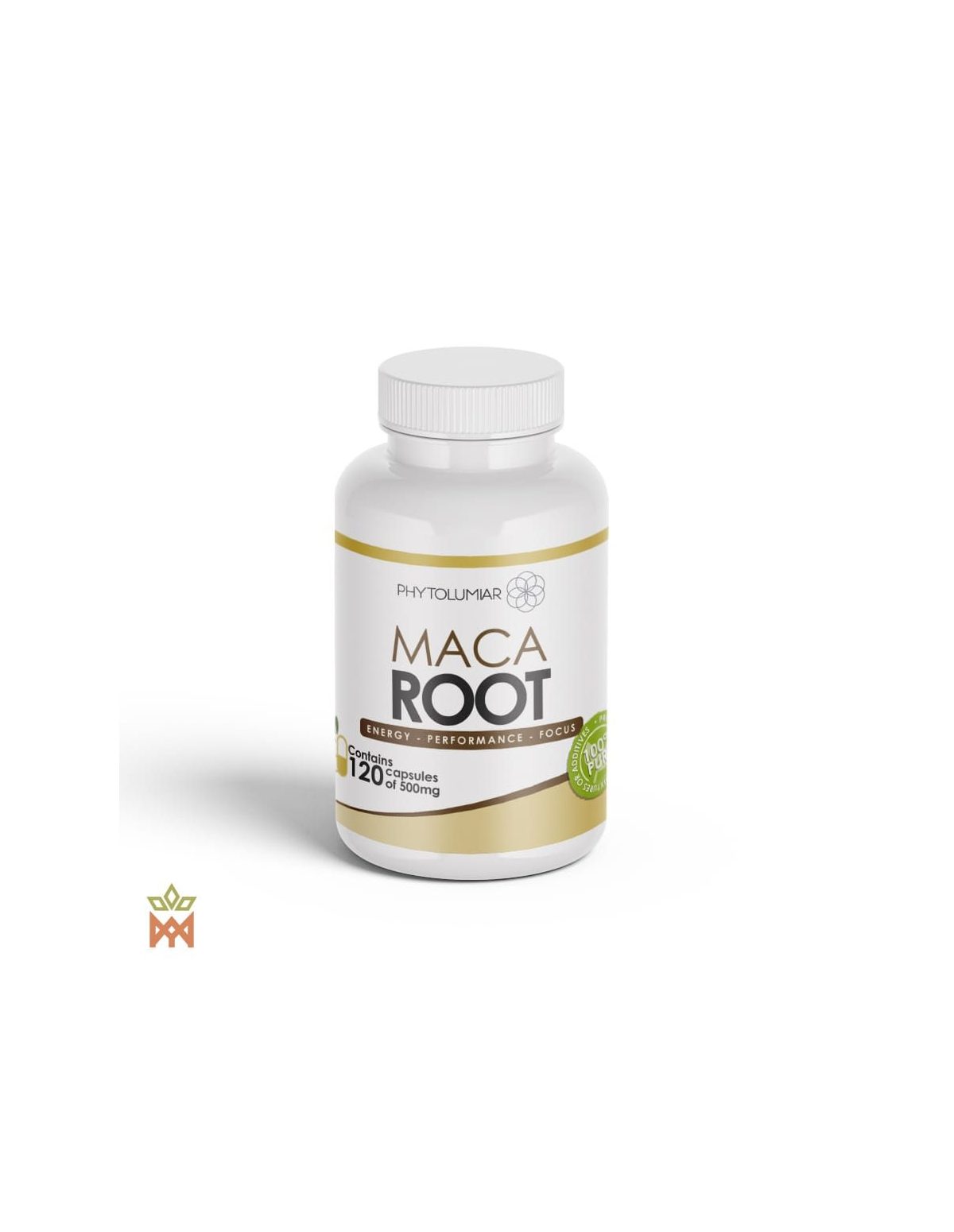 Peruanische Maca-Wurzelkapseln – Phytolumiar-Dose von vorn, 120 Kapseln à 500 mg