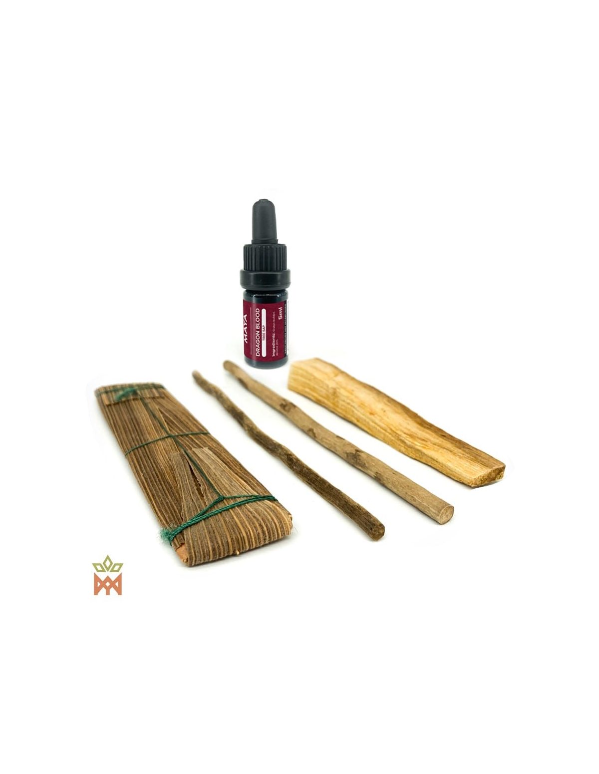 Kambo-Set aus Peru – Leistenbündel, zwei Holzstäbchen, Palo Santo und Drachenblut-Fläschchen
