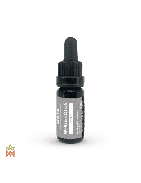 Weiße Seerosen-Tinktur (Nymphaea lotus) – Maya-Pipettenflasche mit 10 ml und grauem Etikett White Lotus Extract
