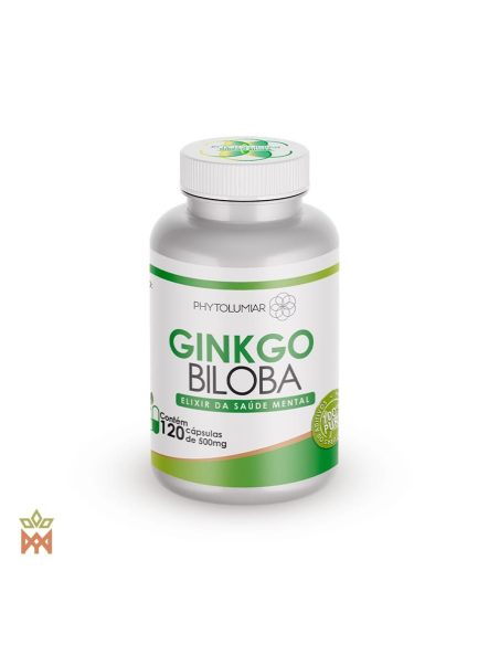 Ginkgo-Kapseln von Phytolumiar – weiße Dose mit grünem Etikett, 120 Kapseln à 500 mg