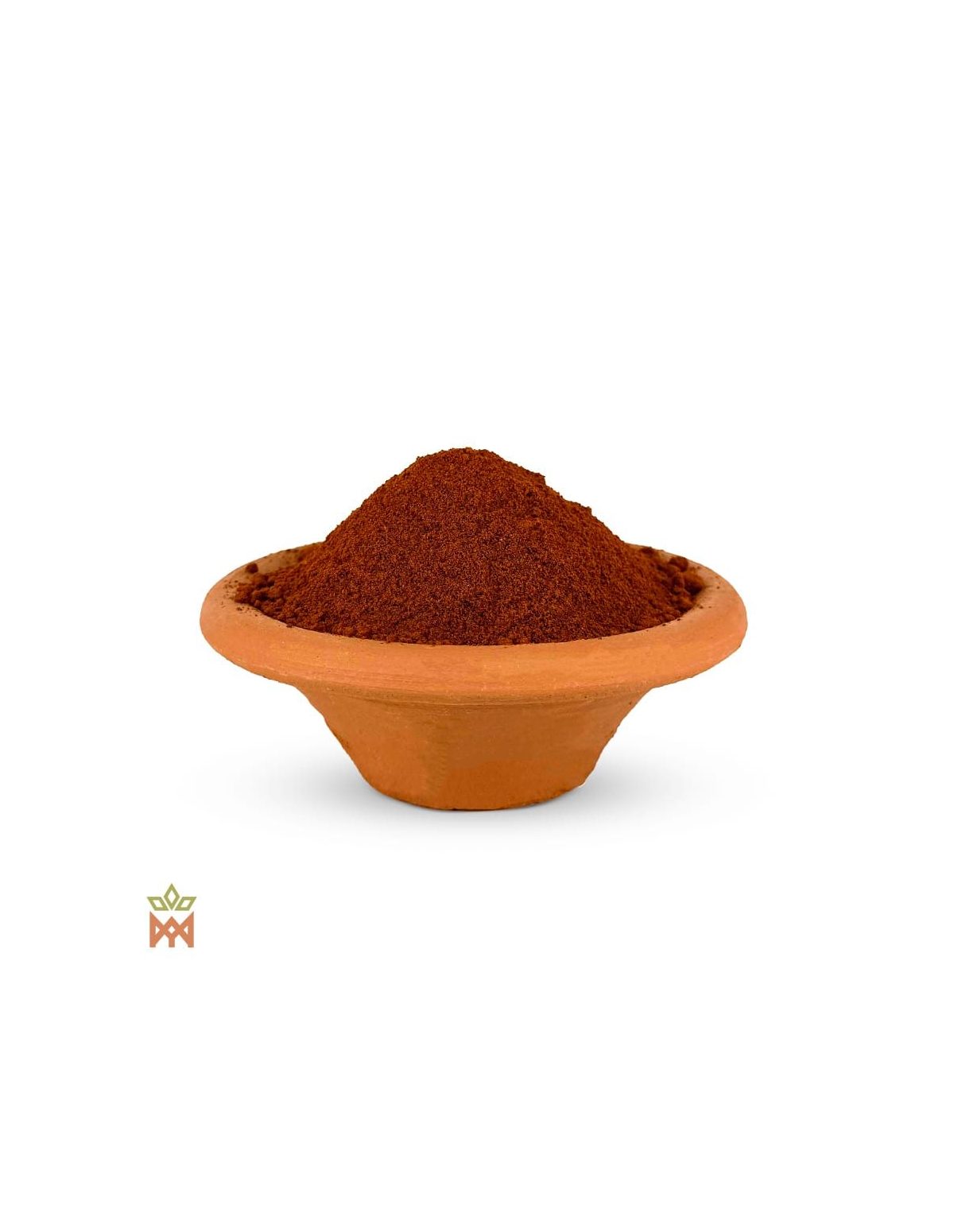Huanarpo Macho aus Peru – Gemahlene Bulben, Jatropha macrantha – rotbraunes Pulver in Terrakottaschale