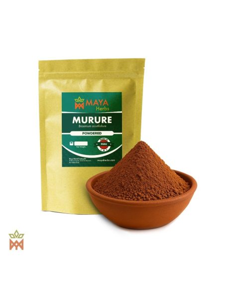Mururé aus Brasilien – Rindenpulver, Brosimum acutifolium – Beutel und Schale mit Pulver