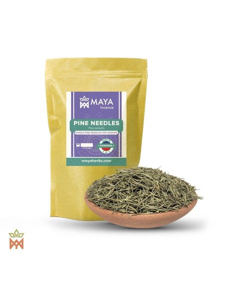Waldkiefer aus Rumänien – Ganze Nadeln, Pinus sylvestris – Maya-Incense-Beutel und Tonschale mit Nadeln