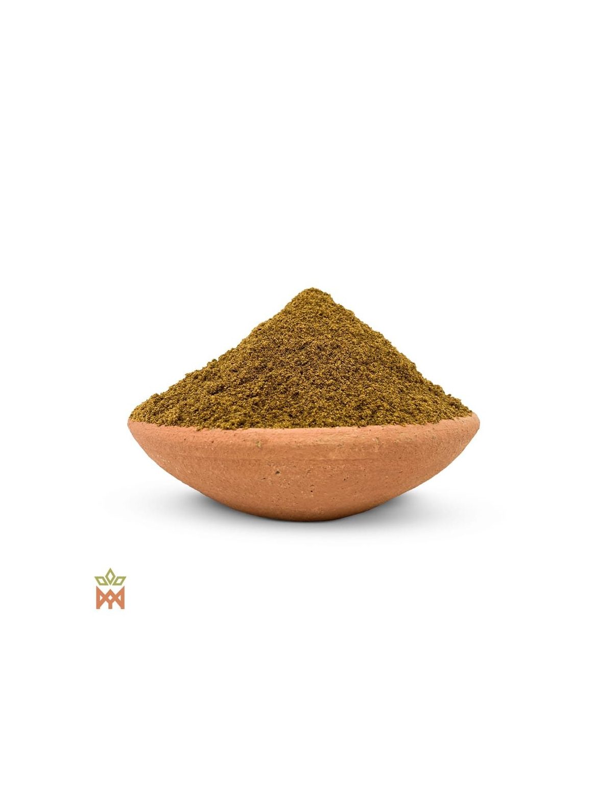 Cebil aus Peru – Pulverisierte Samen, Anadenanthera colubrina – Samenpulver in einer Tonschale