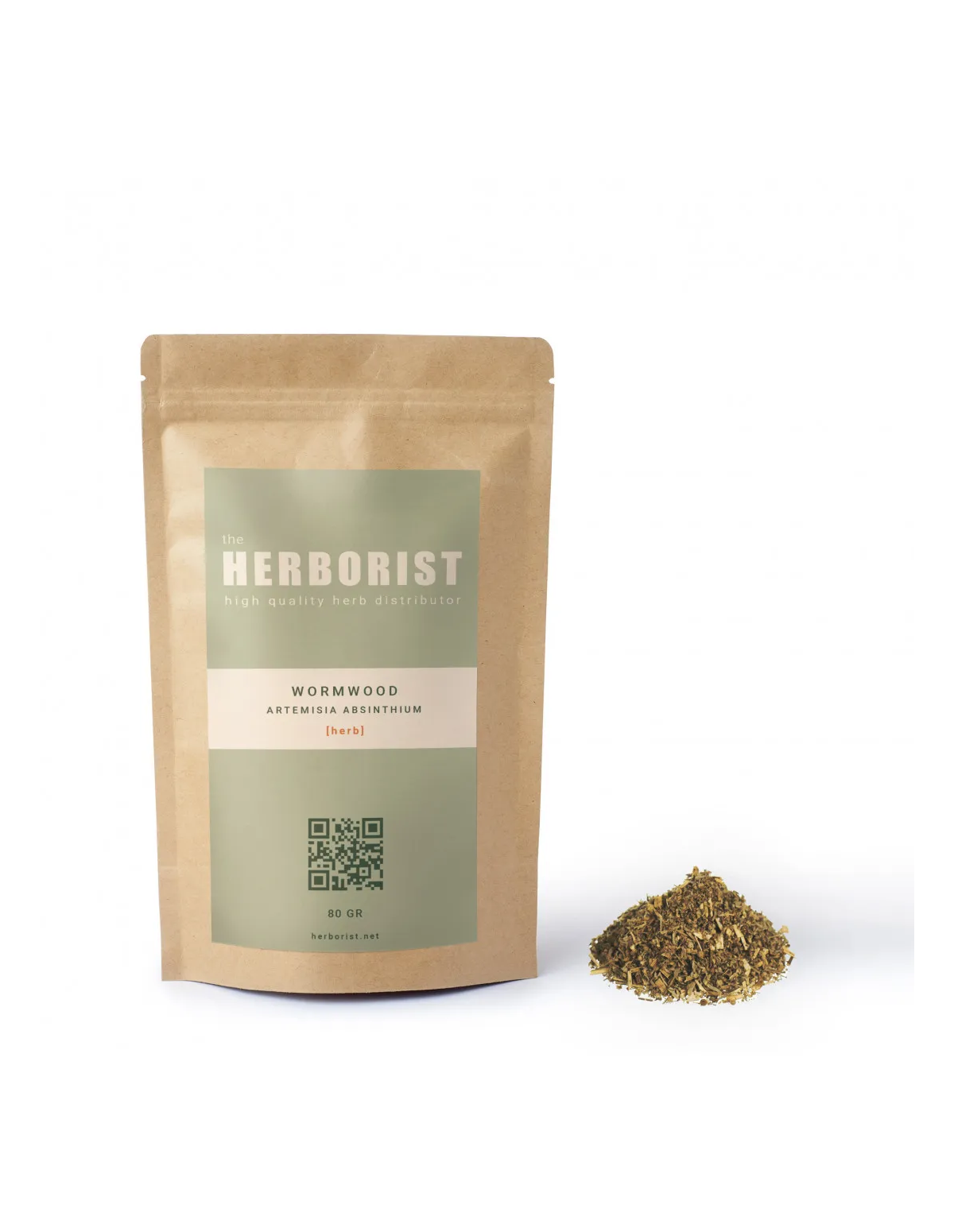 Wermut (Artemisia absinthium) – geschnittenes Kraut – Herborist-Beutel und Kraut