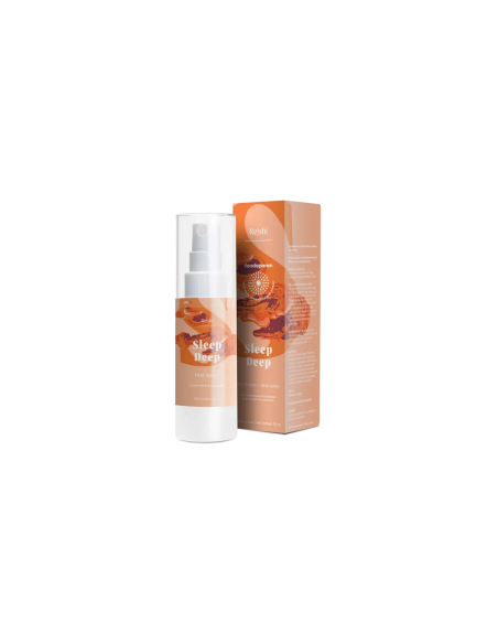 Reishi-Mundspray mit Zitronenmelisse & Lavendel, 30 ml – Foodsporen – Sprühflasche und Karton