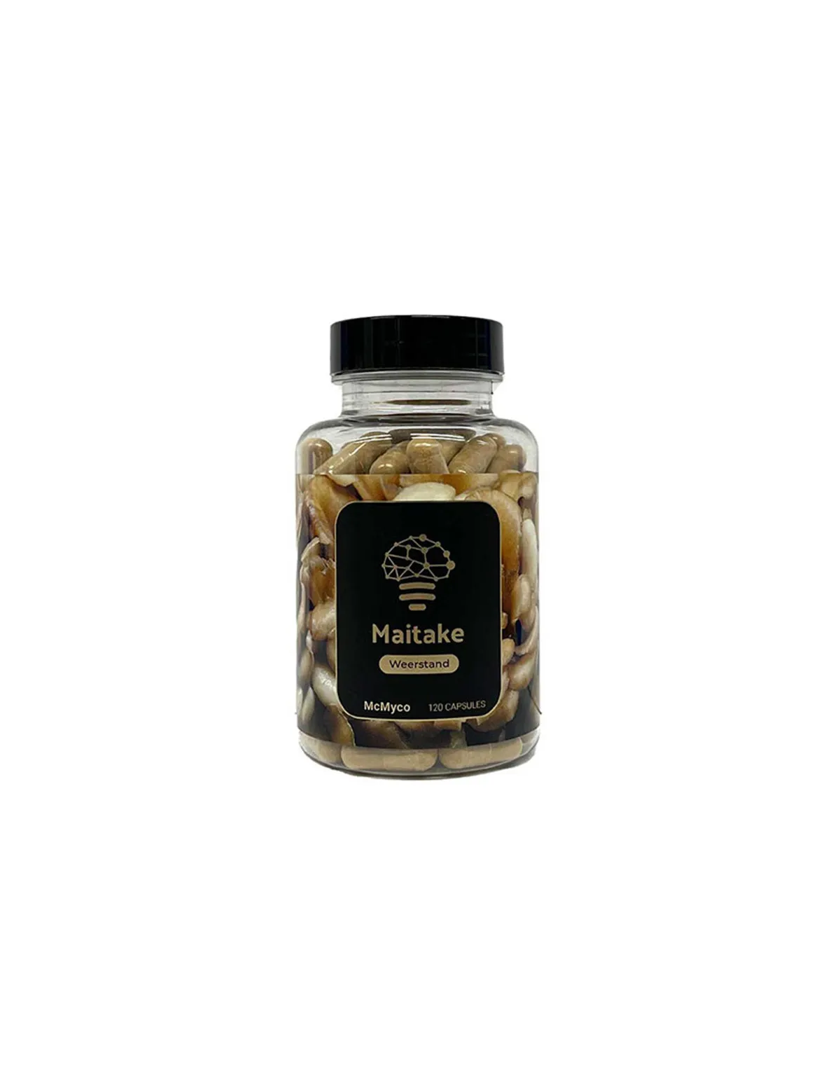 Maitake (Grifola frondosa) – McMyco, 120 Kapseln – Dose, Etikett von vorne
